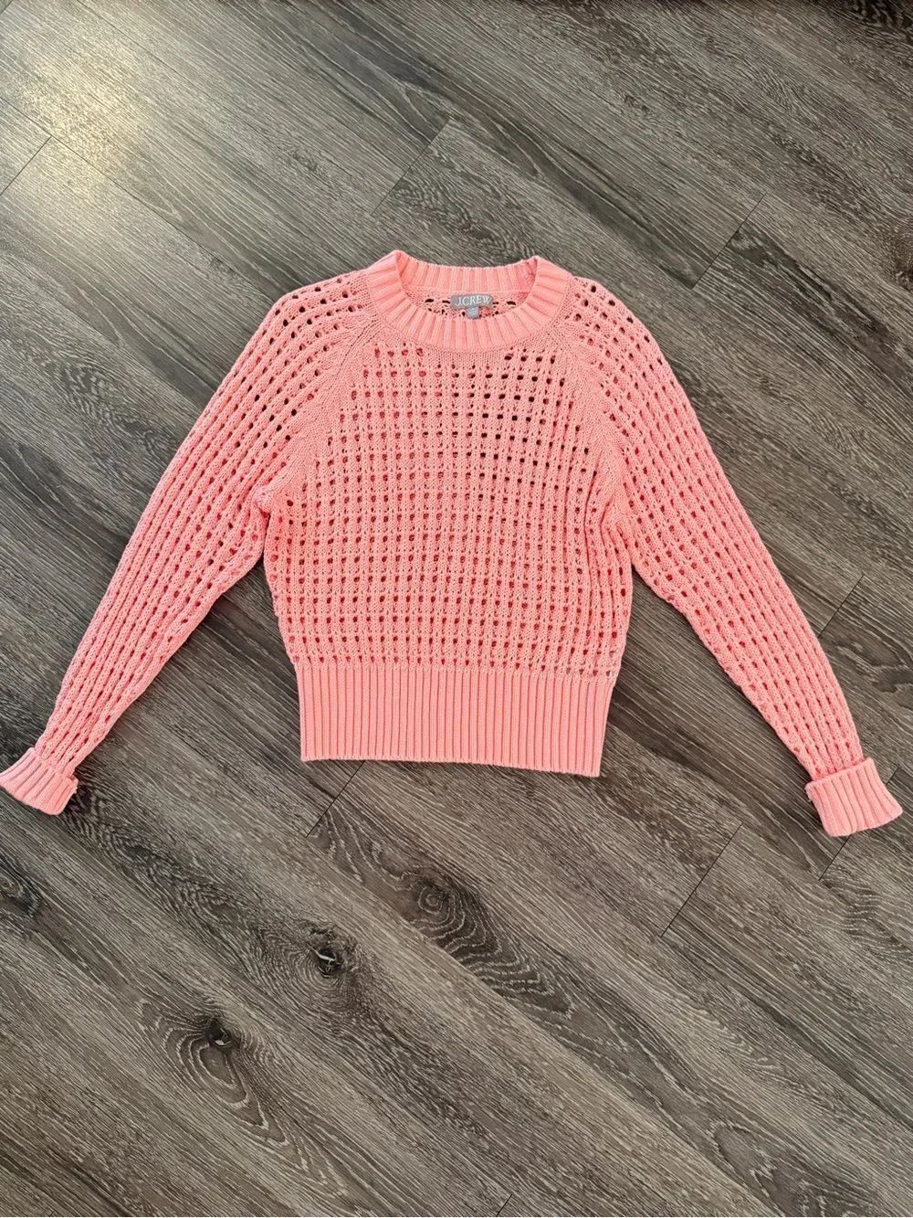 J. Crew Pointelle Cotton Crew Neck Sweater